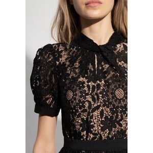 Self-Portrait Black Lace Long Sleeve Dress
